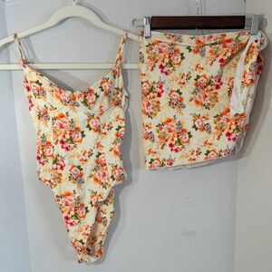 LaPORTE - Floral one piece swimsuit and Sarong 
Size small - NEW